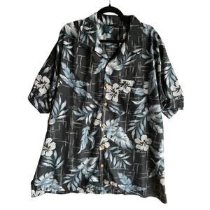 Trading Maui Company Men's Black Hawaiian Tiki Oasis Shirt Floral Black Size XL